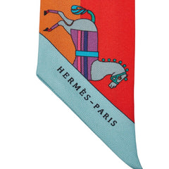 エルメス ツイリー Rocabar スカーフ レッド マルチカラー レディース HERMES 【中古】