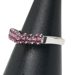 Pt900 プラチナ ルビー0.39ct V字リング 指輪 レディース 9号 【中古】