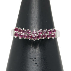 Pt900 プラチナ ルビー0.39ct V字リング 指輪 レディース 9号 【中古】