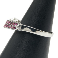 Pt900 プラチナ ルビー0.39ct V字リング 指輪 レディース 9号 【中古】