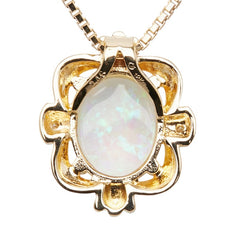 K18YG イエローゴールド オパール1.46ct ダイヤ ペンダントネックレス レディース 【中古】