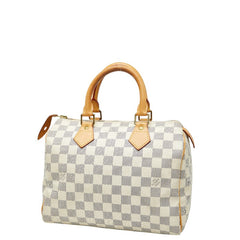 ルイ ヴィトン ダミエ アズール スピーディ25 ハンドバッグ ミニボストンバッグ N41371 ホワイト PVC レザー レディース LOUIS VUITTON 【中古】
