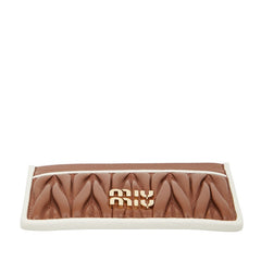 ミュウミュウ マテラッセ カードケース パスケース ブラウン ホワイト レザー レディース MIUMIU 【中古】