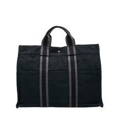 エルメス フールトゥMM トートバッグ ハンドバッグ ブラック グレー キャンバス レディース HERMES 【中古】