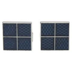 ルイ ヴィトン ブトン ドゥ マンシェット ダミエ4 カフス カフス カフリンクス シルバー ネイビー SV925 シルバー メンズ LOUIS VUITTON 【中古】