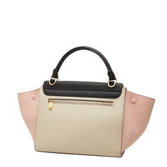 セリーヌ トラペーズ スモール トリコロール ハンドバッグ ショルダーバッグ 2WAY ホワイト マルチカラー レザー スウェード レディース CELINE 【中古】