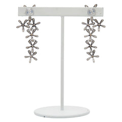 K18WG ホワイトゴールド ダイヤ1.00ct フラワー 花 モチーフ スタッドピアス レディース 【中古】