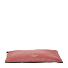 ヴァレンティノ ポーチ 小物入れ レッド レザー レディース VALENTINO 【中古】
