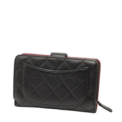 シャネル ココマーク マトラッセ 二つ折り財布 ブラック キャビアスキン レディース CHANEL 【中古】