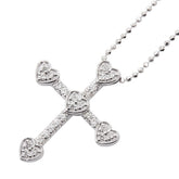 K18WG ホワイトゴールド ダイヤ0.23ct クロス 十字架 ハート モチーフ ネックレス レディース 【中古】