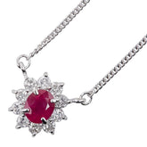 Pt850 プラチナ ルビー0.40ct ダイヤ0.27ct ネックレス レディース 【中古】
