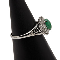 Pt900 プラチナ 翡翠 ダイヤ0.2ct リング 指輪 レディース 11号 【中古】