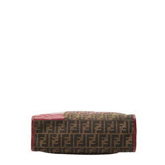 フェンディ ズッカ ホース モチーフ ハンドバッグ トートバッグ ブラウン レッド キャンバス レザー レディース FENDI 【中古】