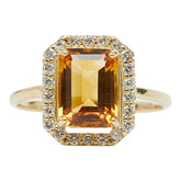 K18YG イエローゴールド シトリントパーズ1.45ct ダイヤ0.20ct リング 指輪 レディース 6.5号 【中古】
