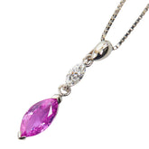 Pt900 プラチナ Pt850 プラチナ ピンクサファイア1.20ct ダイヤ0.18ct ペンダント ネックレス レディース 【中古】