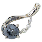 Pt900 プラチナ ブラックダイヤ1.00ct ダイヤ0.05ct しずく型モチーフ ペンダント ネックレス レディース 【中古】