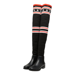 ジバンシー ストーム レインブーツ ニーハイ サイズ37 ブラック マルチカラー ラバー ファブリック レディース Givenchy 【中古】