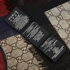グッチ ウェブ&スネーク プリント スカーフ 429733 ベージュ ブラック ウール レディース GUCCI 【中古】