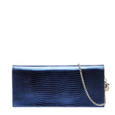 ディオール チェーン ショルダーバッグ メタリック ブルー レザー レディース Dior 【中古】