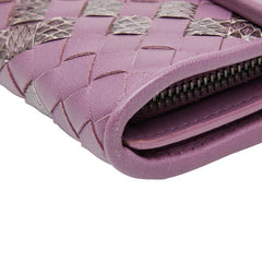 ボッテガヴェネタ イントレチャート 長財布 パープル レザー パイソン レディース BOTTEGAVENETA 【中古】