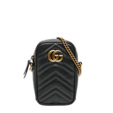 グッチ GGマーモント チェーン ミニショルダーバッグ 598597 ブラック レザー レディース GUCCI 【中古】