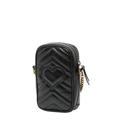 グッチ GGマーモント チェーン ミニショルダーバッグ 598597 ブラック レザー レディース GUCCI 【中古】