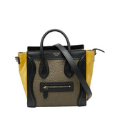 セリーヌ ラゲージ ナノショッパー トリコロール ハンドバッグ ショルダーバッグ 2WAY ベージュ マルチカラー レザー レディース CELINE 【中古】