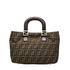 フェンディ ズッカ ハンドバッグ 26329 ブラウン キャンバス レザー レディース FENDI 【中古】