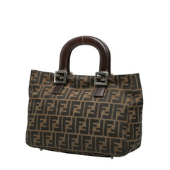 フェンディ ズッカ ハンドバッグ 26329 ブラウン キャンバス レザー レディース FENDI 【中古】
