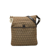 フェンディ ズッキーノ 斜め掛け ショルダーバッグ 8BT151 ベージュ ブラウン キャンバス レザー レディース FENDI 【中古】