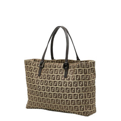 フェンディ ズッキーノ ハンドバッグ 8BH018 ベージュ ブラウン キャンバス レザー レディース FENDI 【中古】