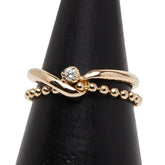 ヨンドシー K18YG イエローゴールド ダイヤ 1P 2連 リング 指輪 レディース 4℃ 7.5号 【中古】