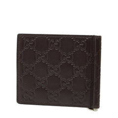 グッチ グッチシマ 二つ折り財布 マネークリップ 170580 ブラウン レザー メンズ GUCCI 【中古】