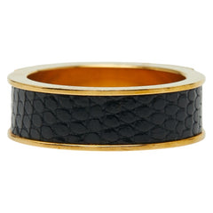 エルメス ケリー カデナ モチーフ スカーフリング ゴールド ブラック メッキ リザード レディース HERMES 【中古】