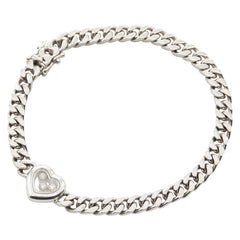 ショパール K18WG ホワイトゴールド(750刻印) ハッピーダイヤ ハート チェーン ブレスレット レディース Chopard 【中古】