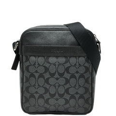 コーチ シグネチャー 斜め掛け ショルダーバッグ F54788 ブラック PVC レザー レディース COACH 【中古】