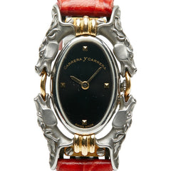 カレライカレラ カバロス ベルト(社外品) 腕時計 116 クオーツ ブラック文字盤 ステンレススチール レザー レディース Carrera y Carrera 【中古】