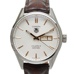 タグホイヤー カレラ キャリバー5 腕時計 WAR201D-1 自動巻き ベージュ文字盤 ステンレススチール アリゲーター メンズ TAG HEUER 【中古】