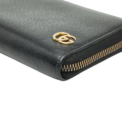 グッチ GGマーモント ラウンドファスナー 長財布 428736 ブラック レザー レディース GUCCI 【中古】