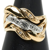 ゴールド K18YG イエローゴールド Pt900 プラチナ ダイヤ0.06ct リング 指輪 レディース 11.5号 【中古】