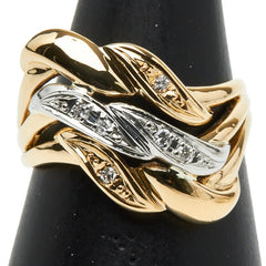 ゴールド K18YG イエローゴールド Pt900 プラチナ ダイヤ0.06ct リング 指輪 レディース 11.5号 【中古】