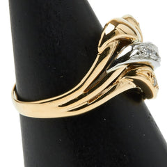 ゴールド K18YG イエローゴールド Pt900 プラチナ ダイヤ0.06ct リング 指輪 レディース 11.5号 【中古】