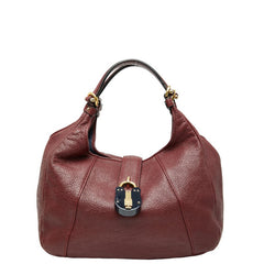 ロエベ カリエ ホーボー ハンドバッグ レッド レザー レディース LOEWE 【中古】
