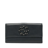グッチ インターロッキングG 長財布 231843 ネイビー レザー レディース GUCCI 【中古】