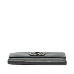 グッチ インターロッキングG 長財布 231843 ネイビー レザー レディース GUCCI 【中古】