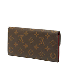 ルイ ヴィトン モノグラム ポルトフォイユ エミリー 長財布 M60136 ブラウン ルージュ レッド PVC レザー レディース LOUIS VUITTON 【中古】