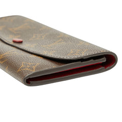ルイ ヴィトン モノグラム ポルトフォイユ エミリー 長財布 M60136 ブラウン ルージュ レッド PVC レザー レディース LOUIS VUITTON 【中古】