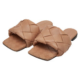 ボッテガヴェネタ イントレチャート リド サンダル フラットサンダル サイズ:38 ベージュ レザー レディース BOTTEGAVENETA 【中古】