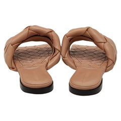 ボッテガヴェネタ イントレチャート リド サンダル フラットサンダル サイズ:38 ベージュ レザー レディース BOTTEGAVENETA 【中古】