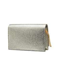 サンローラン YSLロゴ ケイト タッセル フリンジ 斜め掛け チェーン ショルダーバッグ ゴールド レザー レディース SAINT LAURENT 【中古】